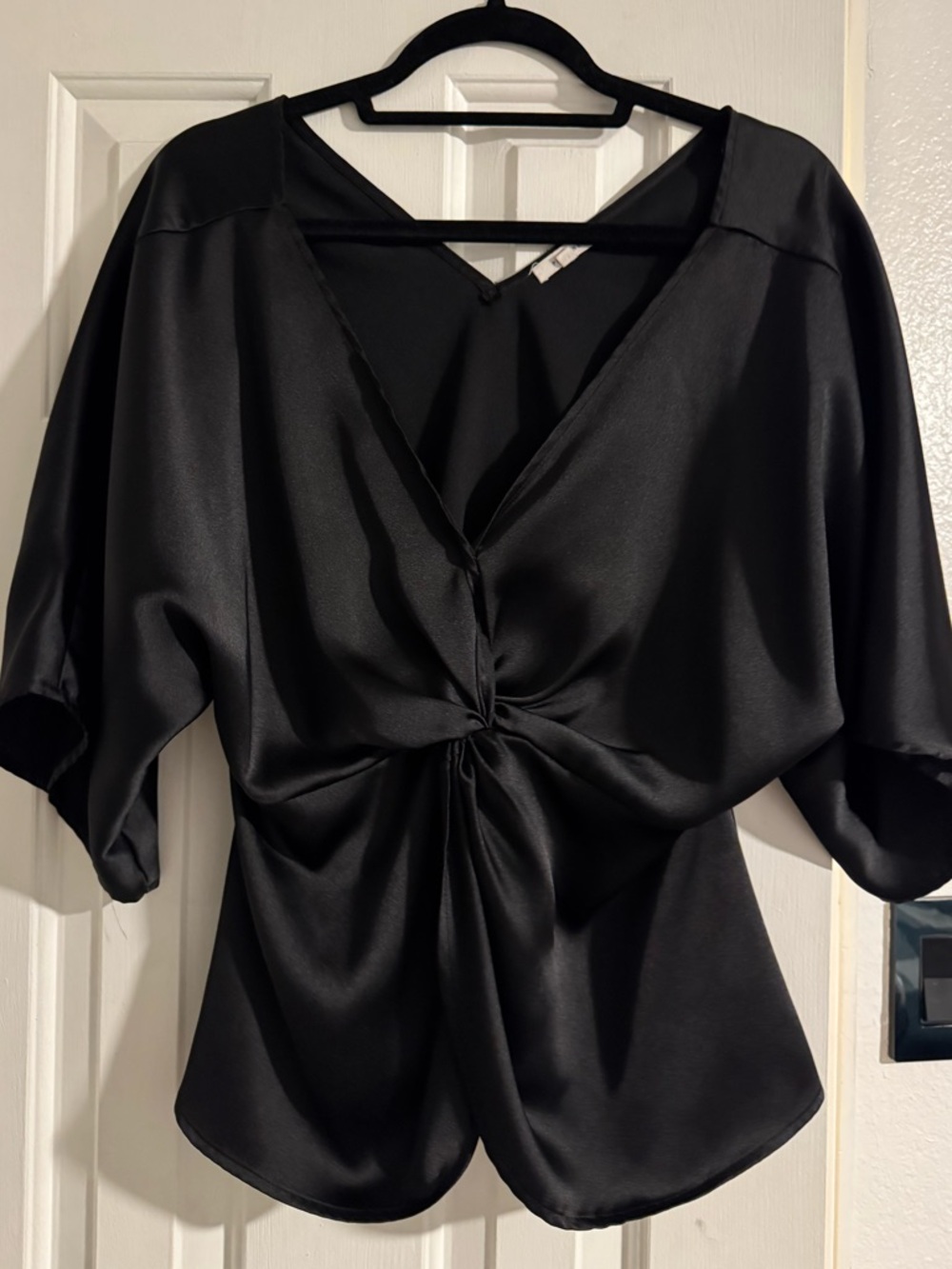 Pleione Black Silk Knot Front Blouse